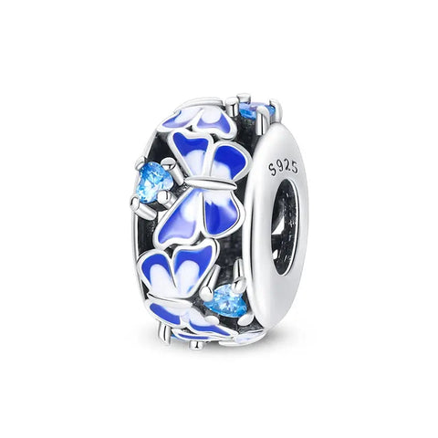 Blue butterfly Daisy Spacer Charm - Blue butterfly Daisy Spacer Charm