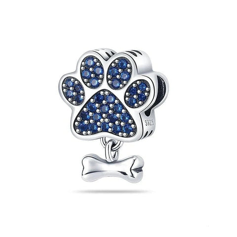 Blue Dog Silver Paw Charm