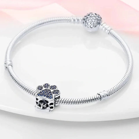 Blue Dog Silver Paw Charm