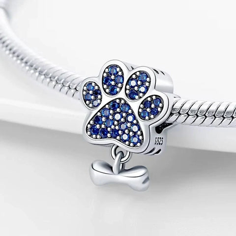 jewlouli blue dog paw pandora charm jewelry fits pandora bracelet