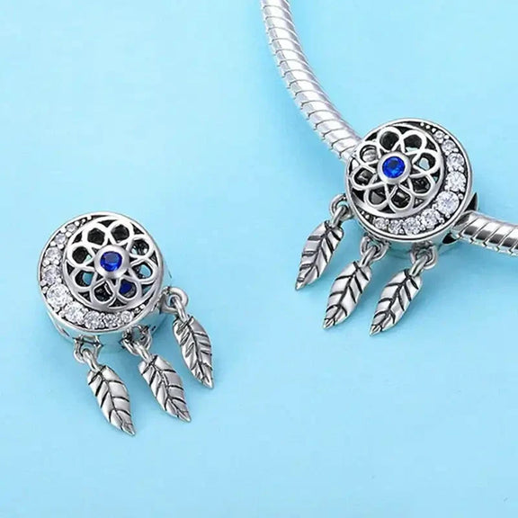 Blue Dream Catcher Charm - blue-dream-catcher-charm charm affordable fits Pandora bracelet Jewelry