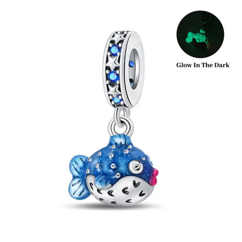 Blue Glow in the dark Fish Charm - Blue Glow in the dark Fish Charm