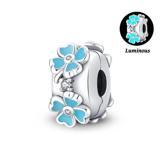 Blue Floral  clip Charm