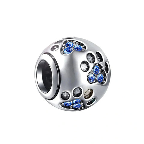 Sterling Silver Globe Charm with Blue Enamel and Heart Detailing - Sterling Silver Globe Charm with Blue Enamel and Heart Detailing