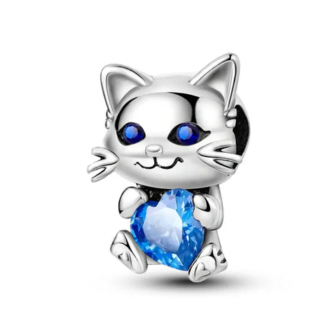 Blue Heart Cat Charm - Blue Heart Cat Charm