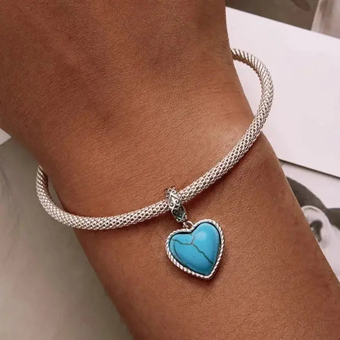 blue-heart-charm affordable fits Pandora bracelet charm Jewelry