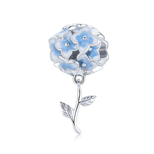 Blue flower silver charm