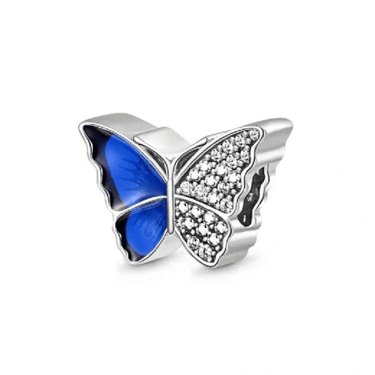 Blue Ladybug Charm with Sterling Silver and Crystals