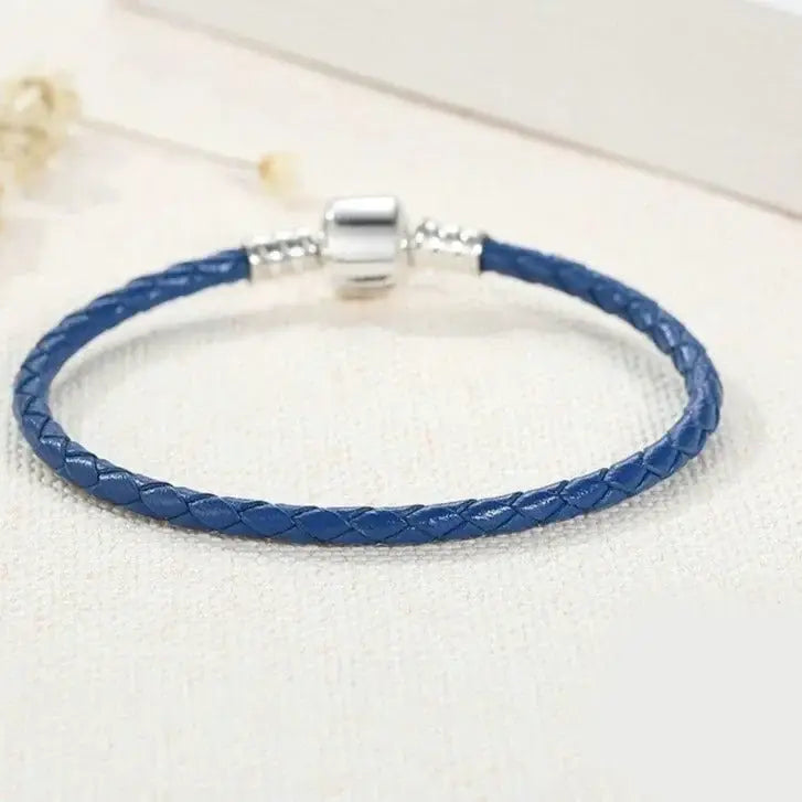 blue-leather-charm-bracelet Pandora affordable Jewelry charm fits bracelet