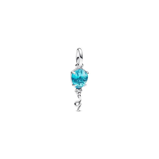 Blue Murano Glass Balloon Dangle Charm - Charming blue balloon Murano glass dangle, perfect for a playful touch.