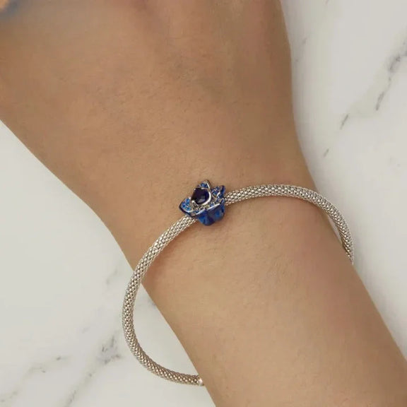 Blue Rose Charm - blue-rose-charm charm fits Pandora bracelet Jewelry affordable