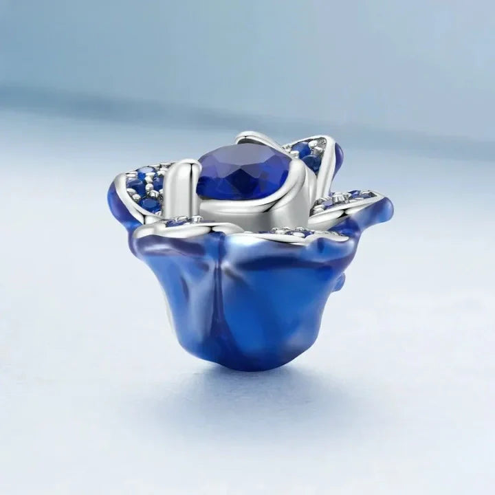 blue-rose-charm fits Pandora bracelet affordable Jewelry charm