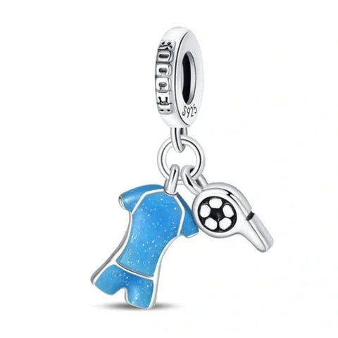 Blue Soccer Jersey Dangle Charm - Blue Soccer Jersey Dangle Charm