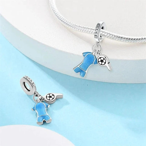 Blue Soccer Jersey Dangle Charm - Blue Soccer Jersey Dangle Charm