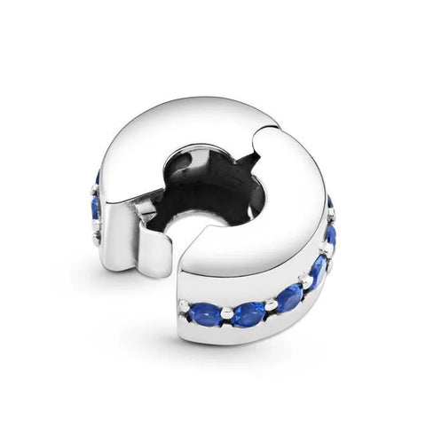 Sparkling blue clip charm, a stunning choice for adding color and security to charm bracelets