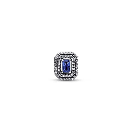 Blue Sparkling Levelled Rectangular Charm - Elegant blue charm with sparkling details, fits perfectly with Pandora bracelets.