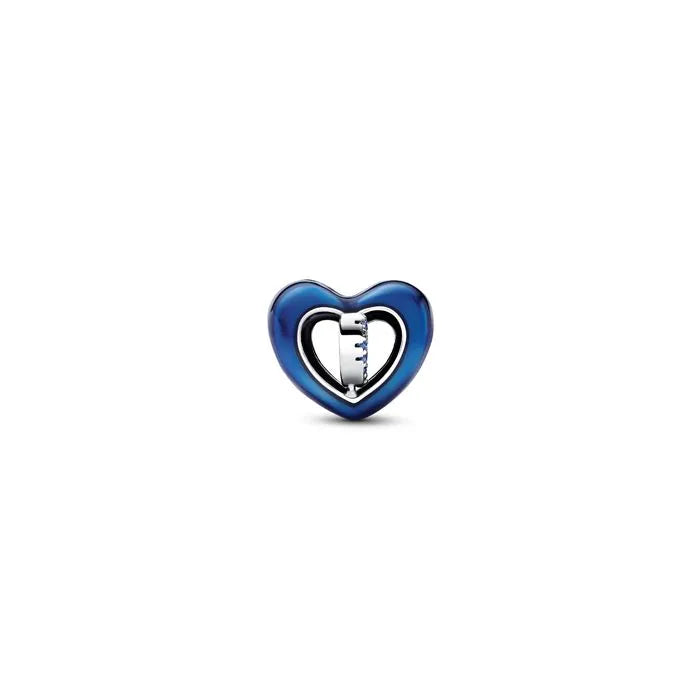 Blue spinnable heart charm, adds movement and color to charm bracelets with a playful design