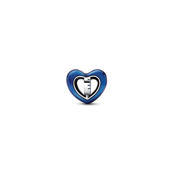 Blue Spinnable Heart Charm - Blue spinnable heart charm, adds movement and color to charm bracelets with a playful design