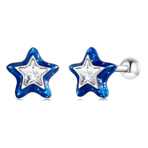 Blue Star Crystal Stud Earrings