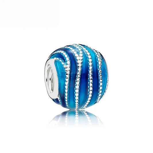 Blue swirls charm, a colorful and unique addition perfect for enhancing charm bracelets