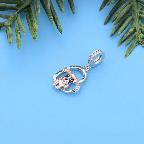 Boxer Love Silver Heart Dog Charm - Boxer Love Silver Heart Dog Charm