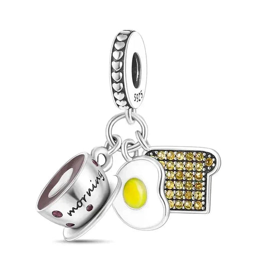 breakfast-charm affordable Pandora charm fits bracelet Jewelry