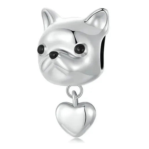 Bulldog With Heart-shaped Charm - Bulldog With Heart-shaped Charm
