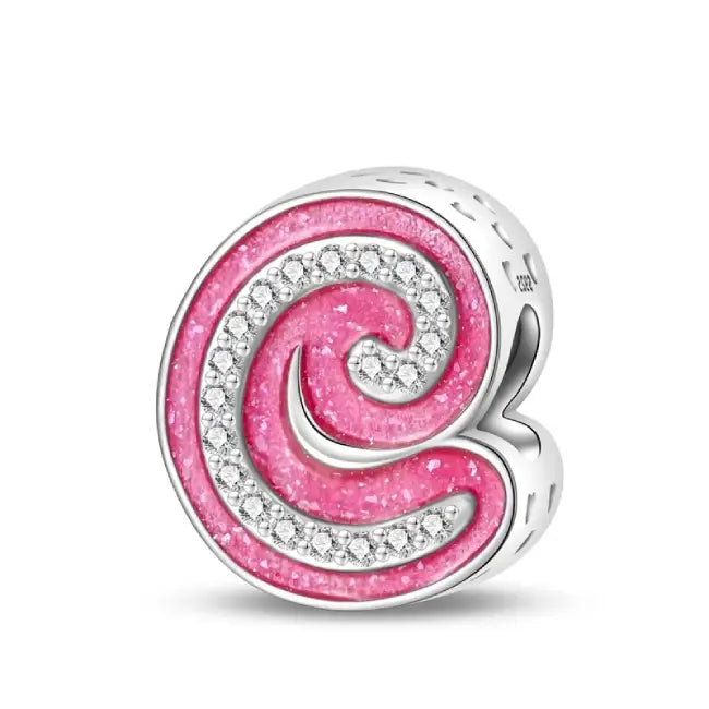 C pink charm letter for pandora bracelets