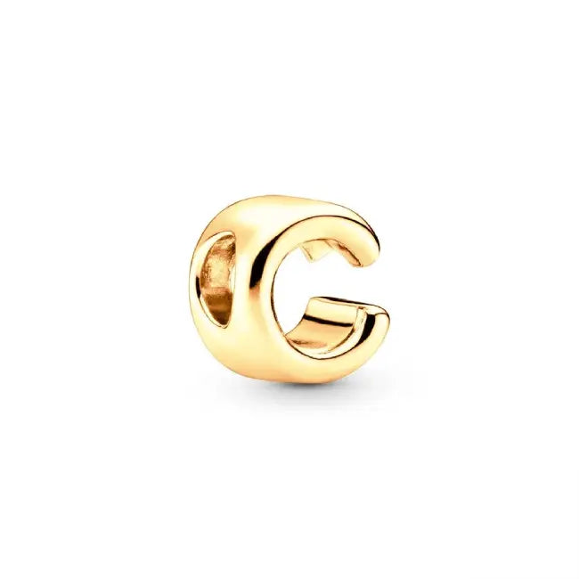 C gold charm letter for pandora bracelets