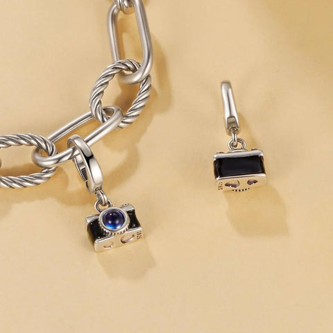 Camera Black Dangle Charm Blue lens - Camera Black Dangle Charm Blue lens