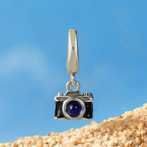 Camera Black Dangle Charm Blue lens - Camera Black Dangle Charm Blue lens