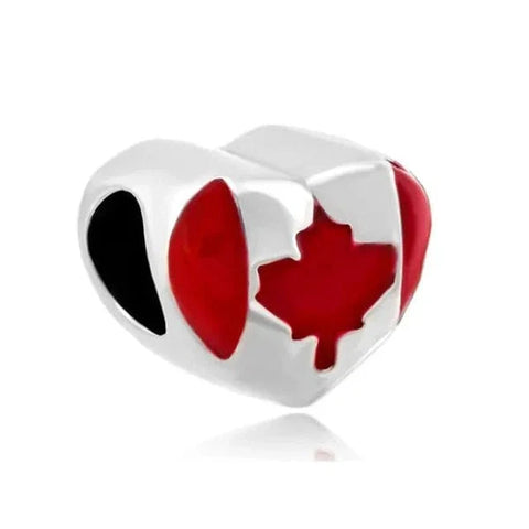 Canada Flag Heart Charm - jewlouli canada-flag-heart-pandora-charm-jewelry fits pandora bracelet