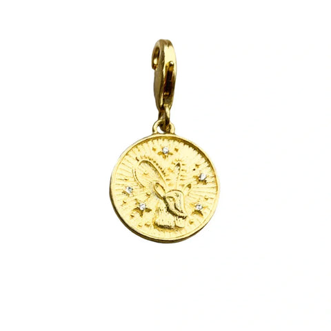 Capricorn Gold Pendant Charm - Gold rabbit pendant.