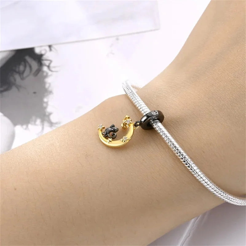 cat-and-moon-charm charm Jewelry Pandora affordable fits bracelet