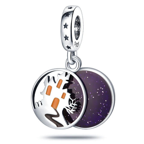 Sterling Silver Cat Charm with Blue Heart Crystal for Bracelets - Sterling silver cat charm holding a blue heart crystal, perfect for bracelets.