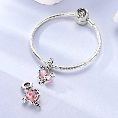 jewlouli cats climbing heart crystal dangle charm jewlouli jewelry fits pandora bracelet