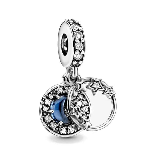 Celestial Night Charm with Enamel and Sterling Silver