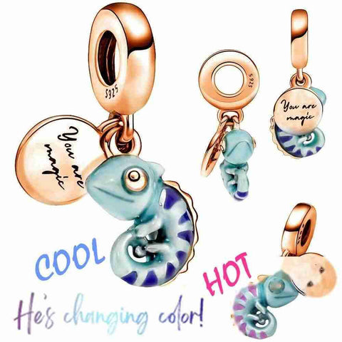Chameleon Charm with Color Changing Feature - Chameleon charm with color-changing feature and engraved tag