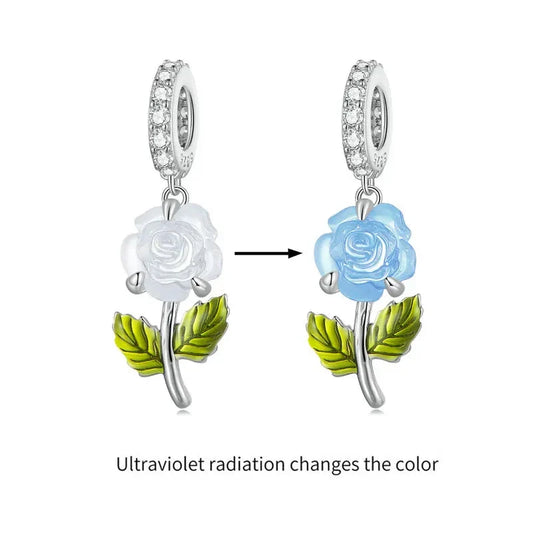 changing-color-rose-charm affordable charm Jewelry Pandora fits bracelet