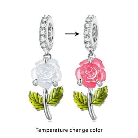 changing-color-rose-charm Pandora affordable Jewelry charm fits bracelet