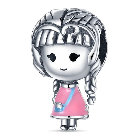 Sterling Silver Girl in Pink Charm