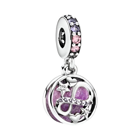 Sterling Silver Infinite Love Charm with Enamel and Crystals