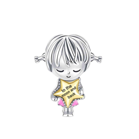 Sterling Silver Girl with Star Charm - Sterling Silver Girl with Star Charm