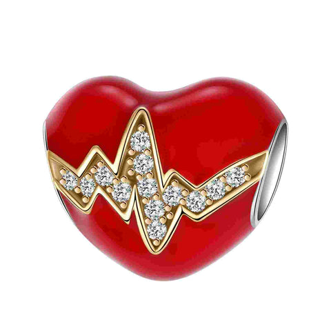 Sterling Silver Heartbeat Charm - Sterling Silver Heartbeat Charm