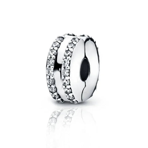 Sterling Silver Crystal Clasp Charm - Sterling Silver Crystal Clasp Charm