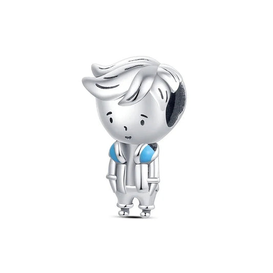 Sterling Silver Boy Charm with enamel accents