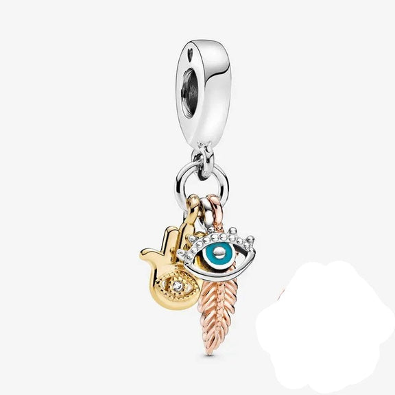 👁️ Sterling Silver Mixed Symbols Charm with Enamel and Crystals ✨ - Sterling Silver Mixed Symbols Charm with enamel and crystals