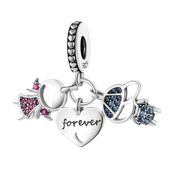 Sterling Silver Forever Friendship Charm - Sterling Silver Forever Friendship Charm with enamel and crystals