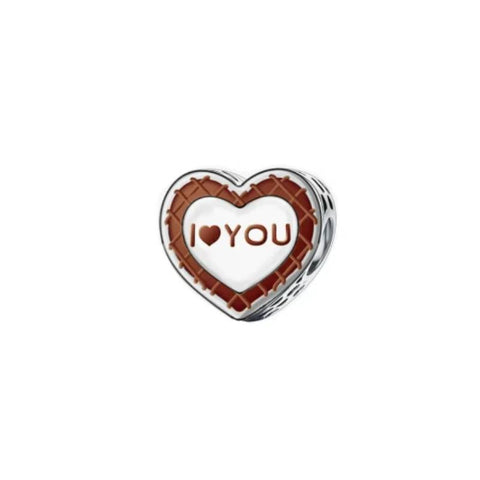 Sterling Silver I Love You Heart Charm - Sterling Silver I Love You Heart Charm with enamel