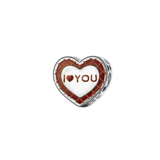 Sterling Silver I Love You Heart Charm with enamel